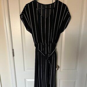 Black Striped Midi Dress